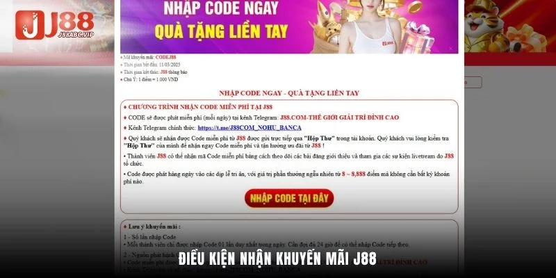 Điều kiện nhận khuyến mãi J88