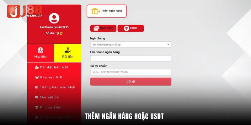 Thêm ngân hàng hoặc USDT